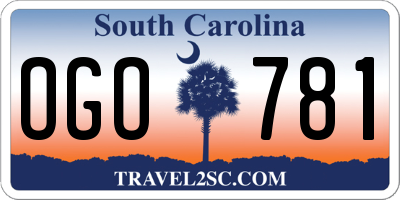 SC license plate OGO781