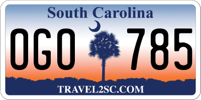 SC license plate OGO785