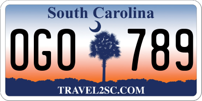 SC license plate OGO789