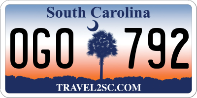 SC license plate OGO792