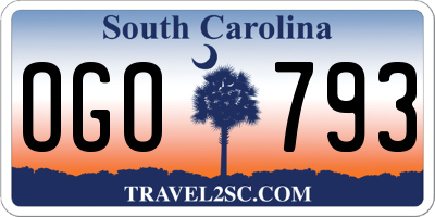 SC license plate OGO793
