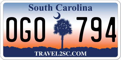 SC license plate OGO794