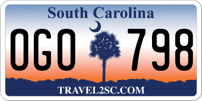 SC license plate OGO798