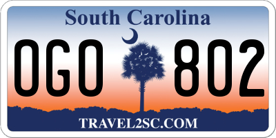 SC license plate OGO802
