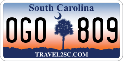 SC license plate OGO809