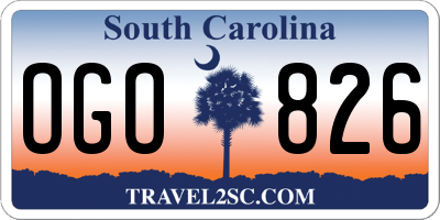 SC license plate OGO826