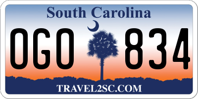 SC license plate OGO834