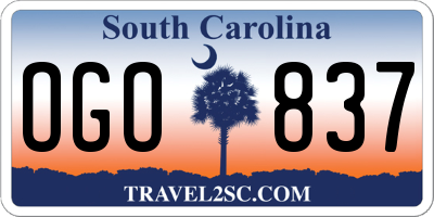 SC license plate OGO837