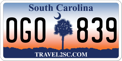 SC license plate OGO839