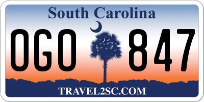 SC license plate OGO847