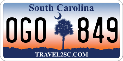 SC license plate OGO849