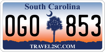 SC license plate OGO853