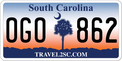 SC license plate OGO862