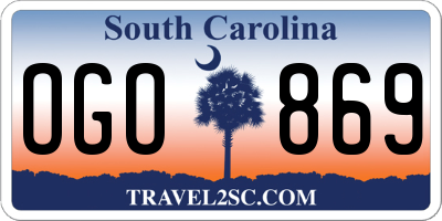 SC license plate OGO869