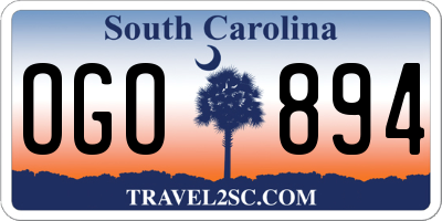 SC license plate OGO894