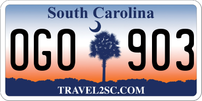 SC license plate OGO903