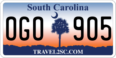 SC license plate OGO905