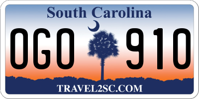 SC license plate OGO910