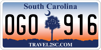 SC license plate OGO916