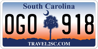 SC license plate OGO918