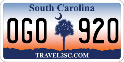 SC license plate OGO920