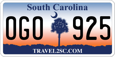 SC license plate OGO925
