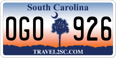SC license plate OGO926