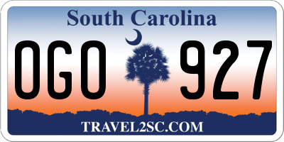 SC license plate OGO927