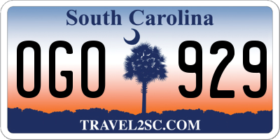 SC license plate OGO929