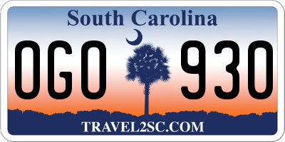 SC license plate OGO930