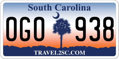 SC license plate OGO938