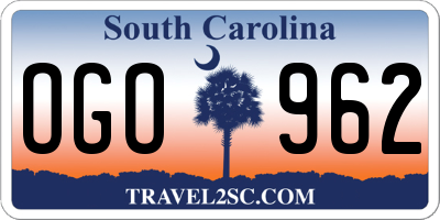 SC license plate OGO962