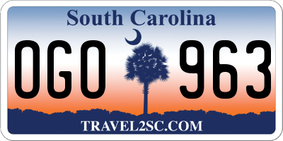 SC license plate OGO963