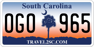 SC license plate OGO965