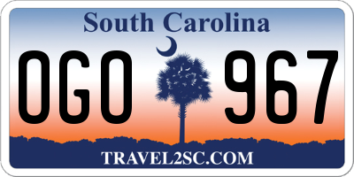 SC license plate OGO967