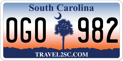 SC license plate OGO982