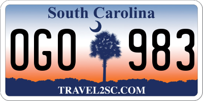 SC license plate OGO983