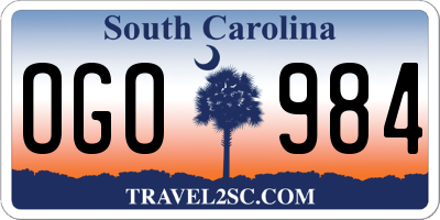 SC license plate OGO984