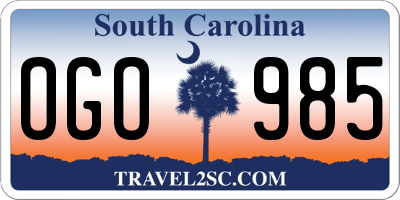 SC license plate OGO985