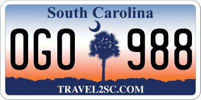 SC license plate OGO988