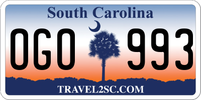 SC license plate OGO993