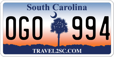 SC license plate OGO994