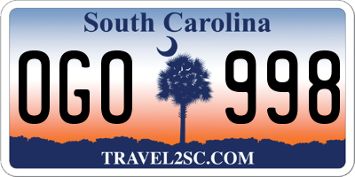 SC license plate OGO998