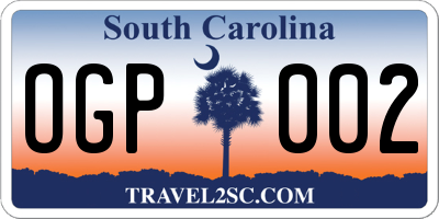 SC license plate OGP002