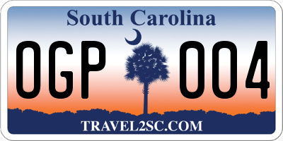SC license plate OGP004