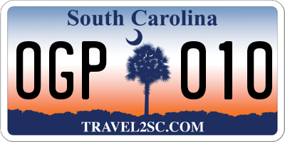 SC license plate OGP010