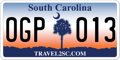 SC license plate OGP013