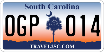 SC license plate OGP014