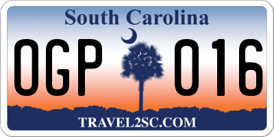 SC license plate OGP016