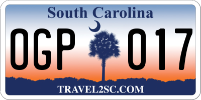 SC license plate OGP017